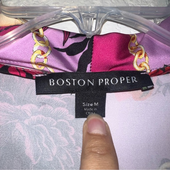 Boston Proper Floral Status Marilyn Cowl Neck Charmeuse Blouse - Picture 3 of 5